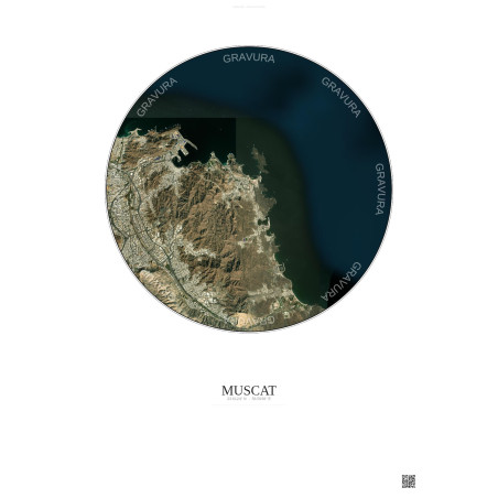 Affiche Muscat – Poster vue satellite 6km Couleur | Gravura – Fond clair