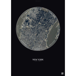 Affiche New York – Poster vue satellite 2.5km Couleur | Gravura – Fond foncé