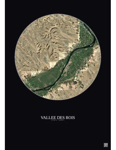 Vallee Des Rois Satellite View Poster 20km Color | Gravura – Dark background