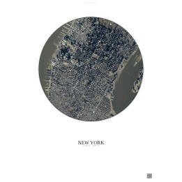 Affiche New York – Poster vue satellite 2.5km Couleur | Gravura – Fond clair
