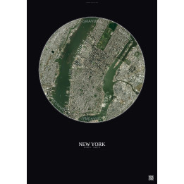 Affiche New York – Poster vue satellite 5km Couleur | Gravura – Fond foncé