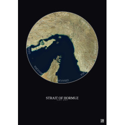 Affiche Strait Of Hormuz – Poster vue satellite 150km Couleur | Gravura – Fond foncé