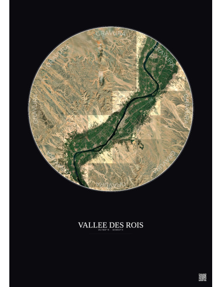 Vallee Des Rois Satellite View Poster 30km Color | Gravura – Dark background
