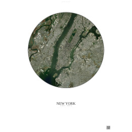 Affiche New York – Poster vue satellite 10km Couleur | Gravura – Fond clair