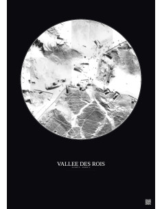 Vallee Des Rois Satellite View Poster 0.1km B&W | Gravura – Dark background
