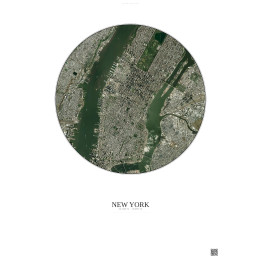 Affiche New York – Poster vue satellite 5km Couleur | Gravura – Fond clair