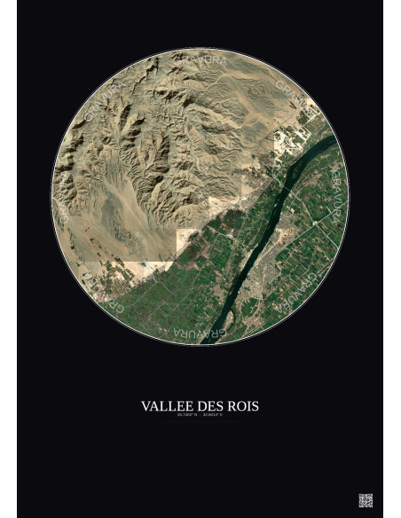 Vallee Des Rois Satellite View Poster 10km Color | Gravura – Dark background