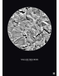 Vallee Des Rois Satellite View Poster 0.5km B&W | Gravura – Dark background