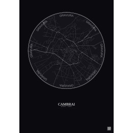 Affiche Cambrai – Poster carte de ville 2.5km | Gravura – Fond foncé