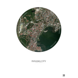 Affiche Panama City – Poster vue satellite 2.5km Couleur | Gravura – Fond clair