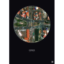 Affiche Cusco – Poster vue satellite 0.1km Couleur | Gravura – Fond foncé