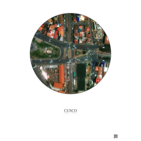 Affiche Cusco – Poster vue satellite 0.1km Couleur | Gravura – Fond clair