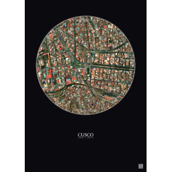 Affiche Cusco – Poster vue satellite 0.5km Couleur | Gravura – Fond foncé