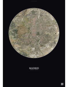 Affiche Madrid – Poster vue satellite 10km Couleur | Gravura – Fond foncé