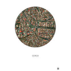 Affiche Cusco – Poster vue satellite 0.5km Couleur | Gravura – Fond clair