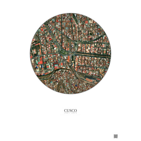 Affiche Cusco – Poster vue satellite 0.5km Couleur | Gravura – Fond clair