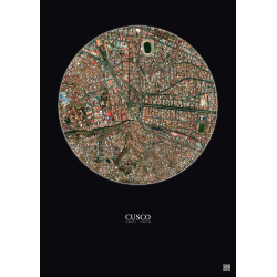 Affiche Cusco – Poster vue satellite 1km Couleur | Gravura – Fond foncé