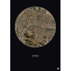 Affiche Cusco – Poster vue satellite 2.5km Couleur | Gravura – Fond foncé