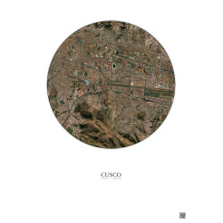 Affiche Cusco – Poster vue satellite 2.5km Couleur | Gravura – Fond clair