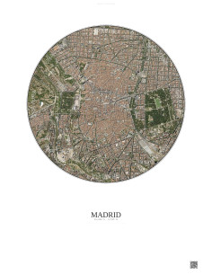 Affiche Madrid – Poster vue satellite 2.5km Couleur | Gravura – Fond clair