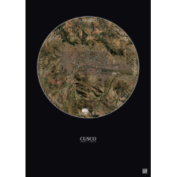 Affiche Cusco – Poster vue satellite 5km Couleur | Gravura – Fond foncé
