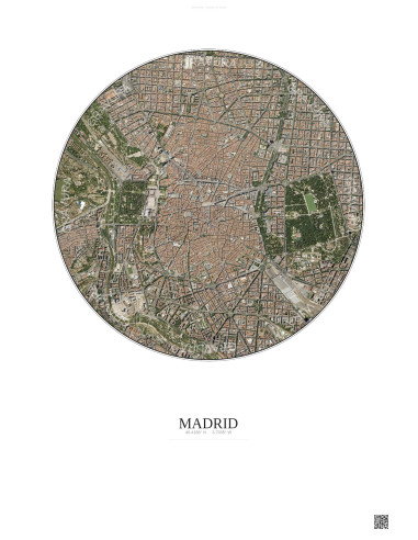 Affiche Madrid – Poster vue satellite 2.5km Couleur | Gravura – Fond clair