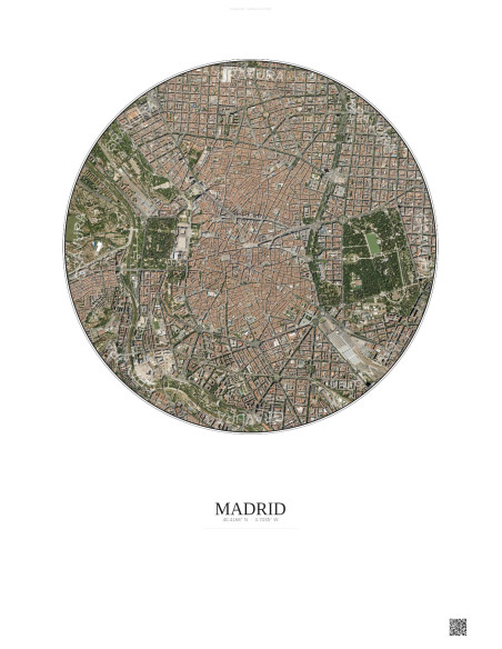 Affiche Madrid – Poster vue satellite 2.5km Couleur | Gravura – Fond clair