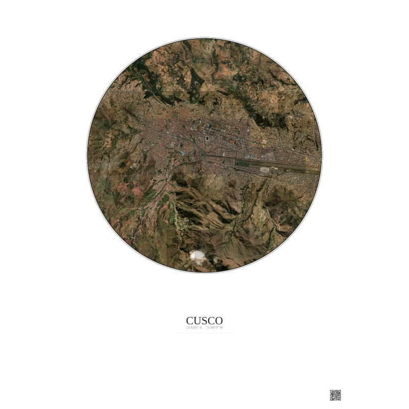 Affiche Cusco – Poster vue satellite 5km Couleur | Gravura – Fond clair