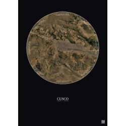 Affiche Cusco – Poster vue satellite 10km Couleur | Gravura – Fond foncé