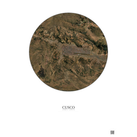 Affiche Cusco – Poster vue satellite 10km Couleur | Gravura – Fond clair