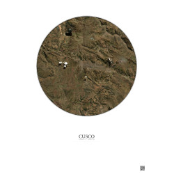 Affiche Cusco – Poster vue satellite 20km Couleur | Gravura – Fond clair