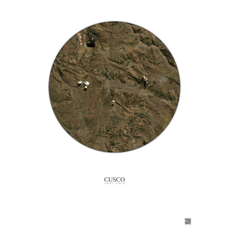 Affiche Cusco – Poster vue satellite 20km Couleur | Gravura – Fond clair
