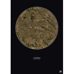 Affiche Cusco – Poster vue satellite 30km Couleur | Gravura – Fond foncé