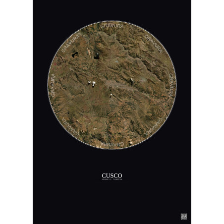Affiche Cusco – Poster vue satellite 30km Couleur | Gravura – Fond foncé
