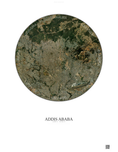 Addis Ababa Satellite View Poster 10km Color | Gravura – Light background