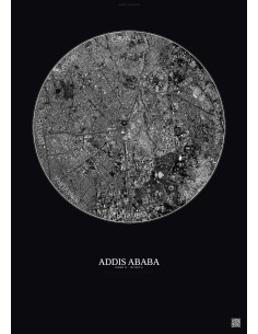 Addis Ababa Satellite View Poster 2.5km B&W | Gravura – Dark background