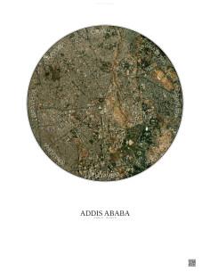 Addis Ababa Satellite View Poster 2.5km Color | Gravura – Light background