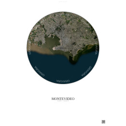 Affiche Montevideo – Poster vue satellite 10km Couleur | Gravura – Fond clair
