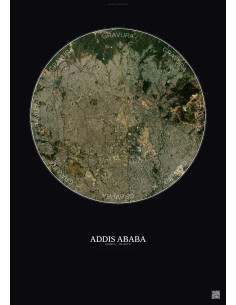 Addis Ababa Satellite View Poster 6km Color | Gravura – Dark background