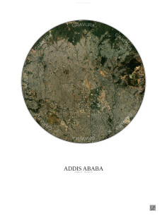 Addis Ababa Satellite View Poster 6km Color | Gravura – Light background