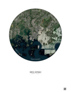 Affiche Helsinki – Poster vue satellite 10km Couleur | Gravura – Fond clair