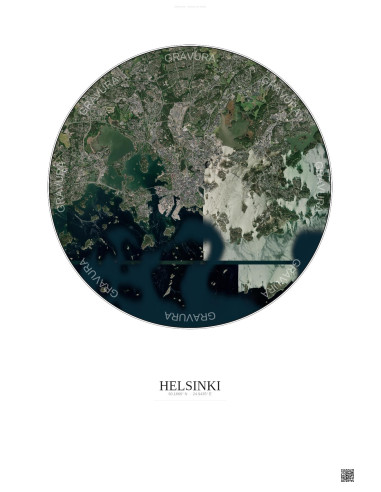 Helsinki Satellite View Poster 10km Color | Gravura – Light background