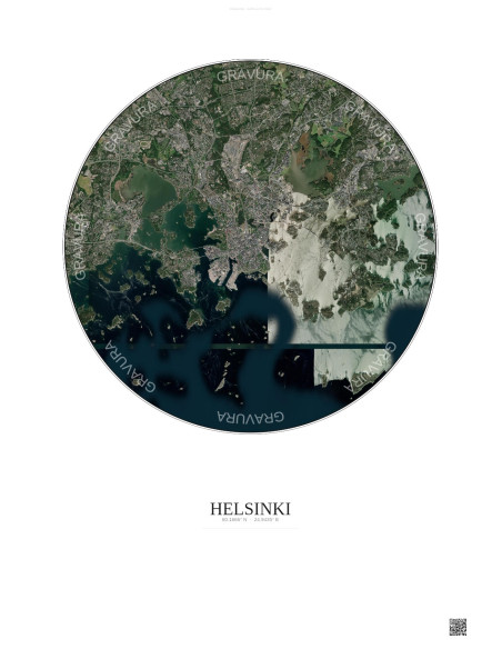 Helsinki Satellite View Poster 10km Color | Gravura – Light background