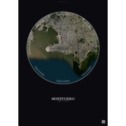 Affiche Montevideo – Poster vue satellite 6km Couleur | Gravura – Fond foncé