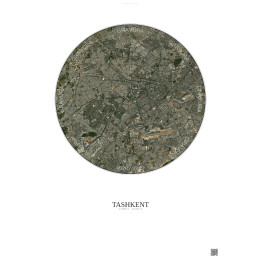 Affiche Tashkent – Poster vue satellite 10km Couleur | Gravura – Fond clair