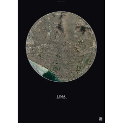 Affiche Lima – Poster vue satellite 10km Couleur | Gravura – Fond foncé