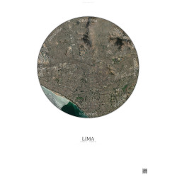 Affiche Lima – Poster vue satellite 10km Couleur | Gravura – Fond clair