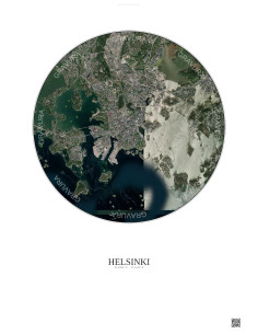 Affiche Helsinki – Poster vue satellite 6km Couleur | Gravura – Fond clair