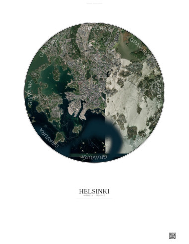 Affiche Helsinki – Poster vue satellite 6km Couleur | Gravura – Fond clair