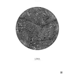 Affiche Lima – Poster vue satellite 2.5km N&B | Gravura – Fond clair